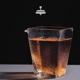 手工方形锤纹公道杯设计款美学加厚耐高温玻璃茶海分茶器功夫茶具