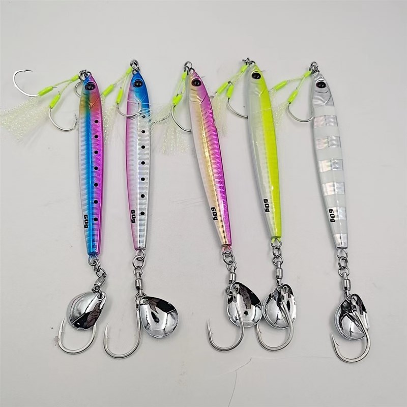 船大工 122船钓马鲛青岛鲅鱼亮片单钩快抽铁板饵速沉路亚饵60g80g