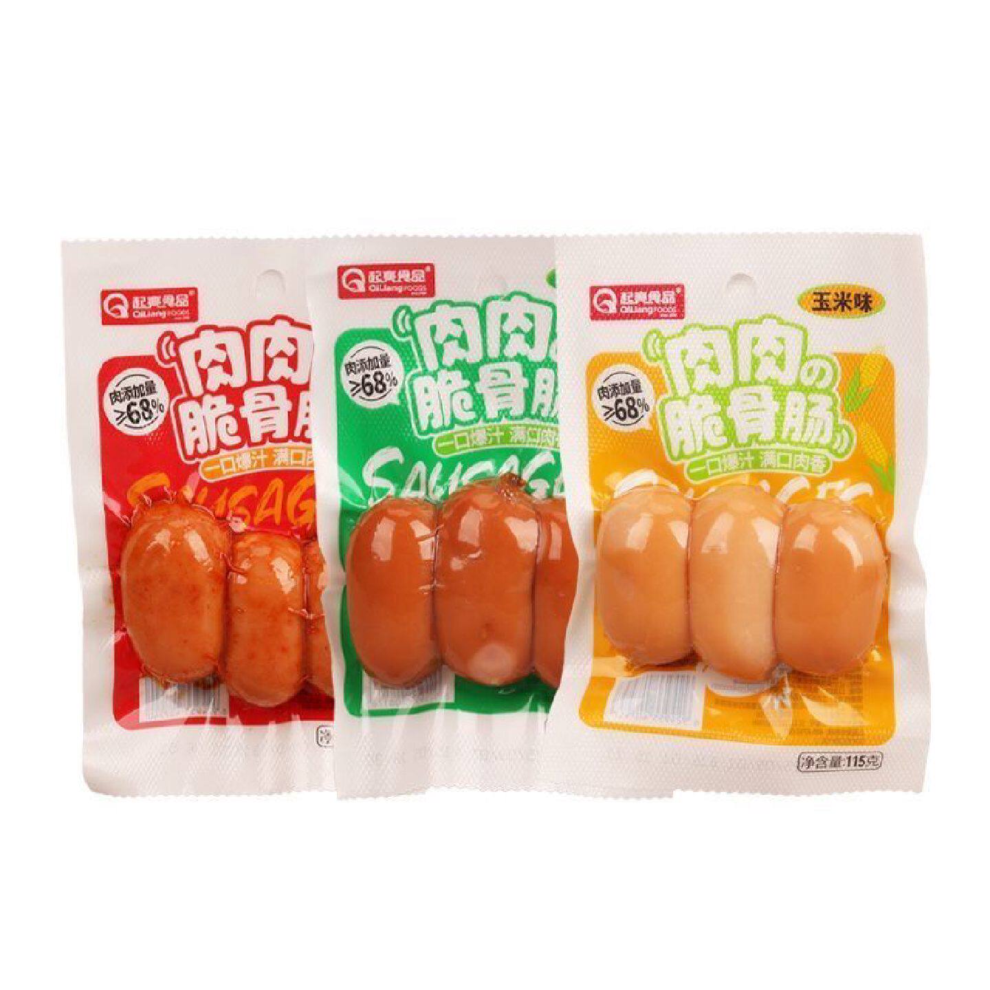 起亮肉肉脆骨肠6月生产115g玉米蒜香口味休闲即食