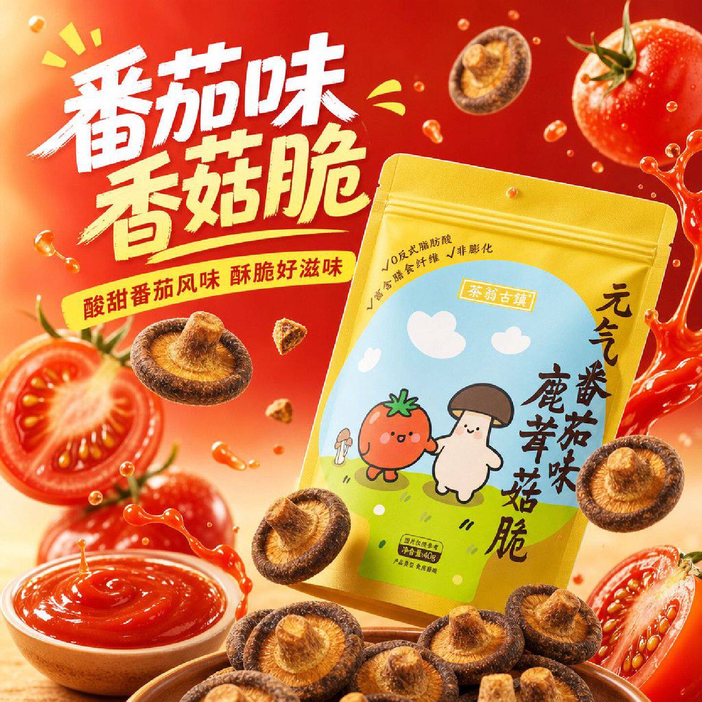 新货番茄味香菇脆片即食香菇非膨化蔬菜休闲解馋蘑菇零食网红批发