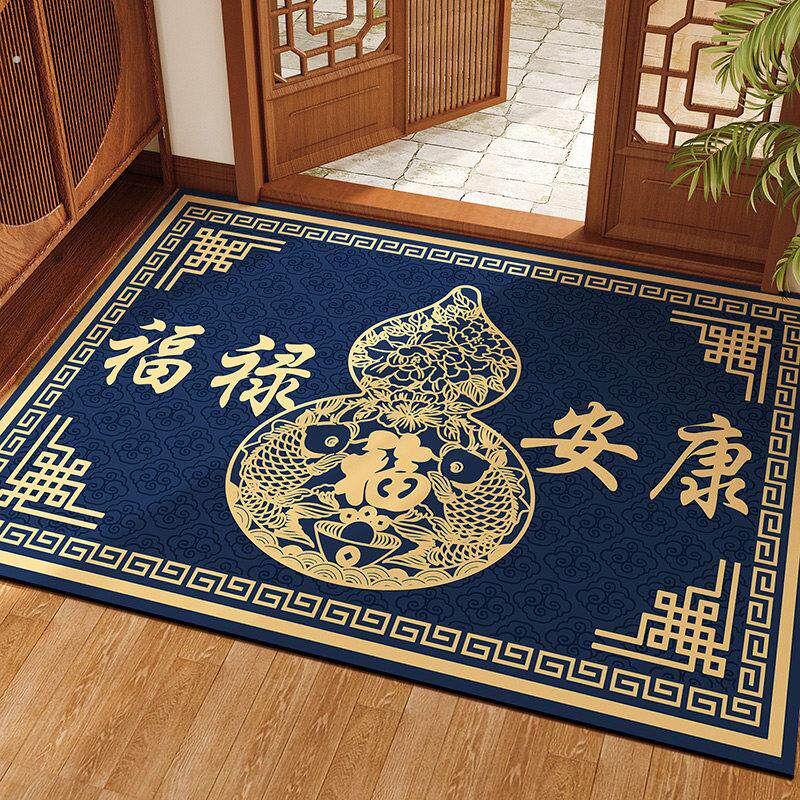 蓝色硅藻泥玄学入户门地垫室内家用进门口防滑耐脏脚垫地毯可裁剪