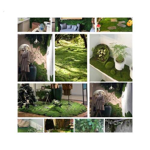 彷真青苔草坪苔藓 植毛石皮 青苔石长草 绿色植物墙背景装饰造。