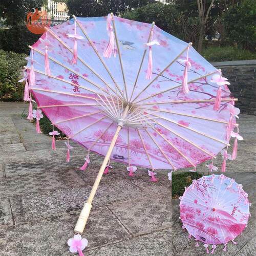 流苏油纸伞古风仙女配汉服的伞舞蹈古装儿童防雨防晒实用道具
