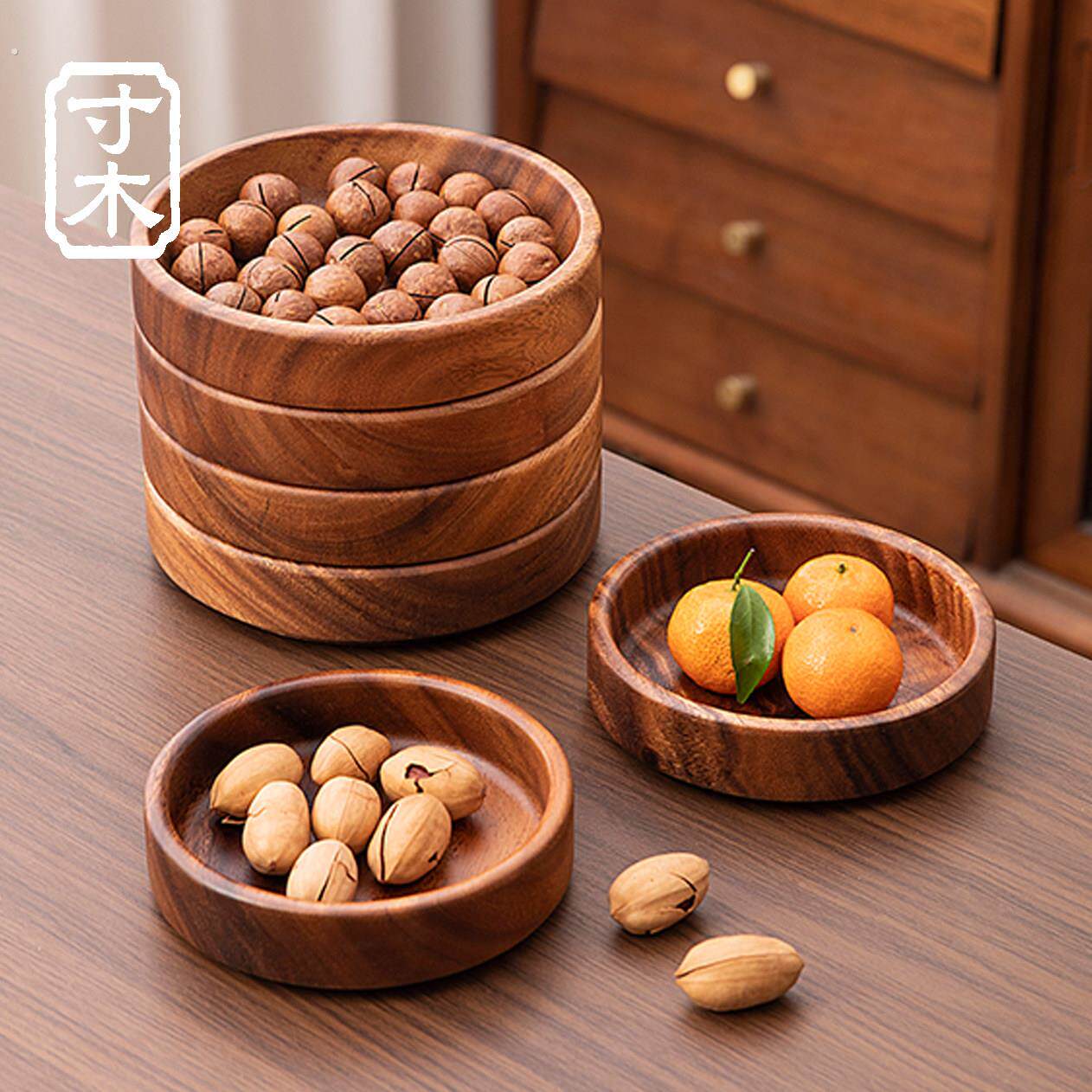 胡桃木木质托盘糕点坚果方钵干果盘茶桌实木新款精致茶点盘木盘子