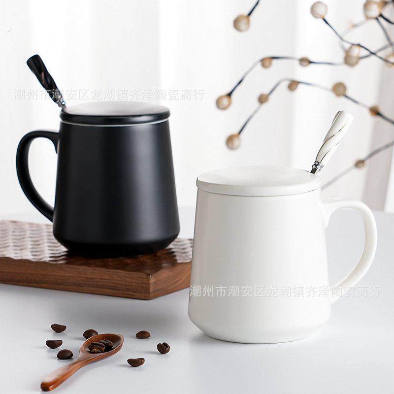马克杯咖啡杯带盖带勺陶瓷杯子情侣水杯女办公室茶杯男生家用定制