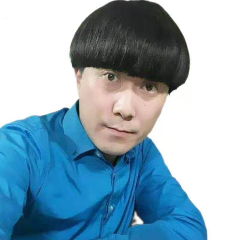 男士蘑菇头西瓜头假发套 非主流锅盖头造型 可齐可斜刘海 耐高温