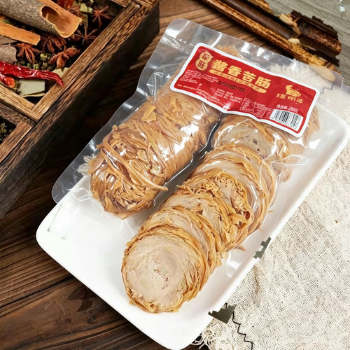 青岛特产五香新鲜卤味猪小肠熟食真空即食小吃捆肠肠皮卷手工制作