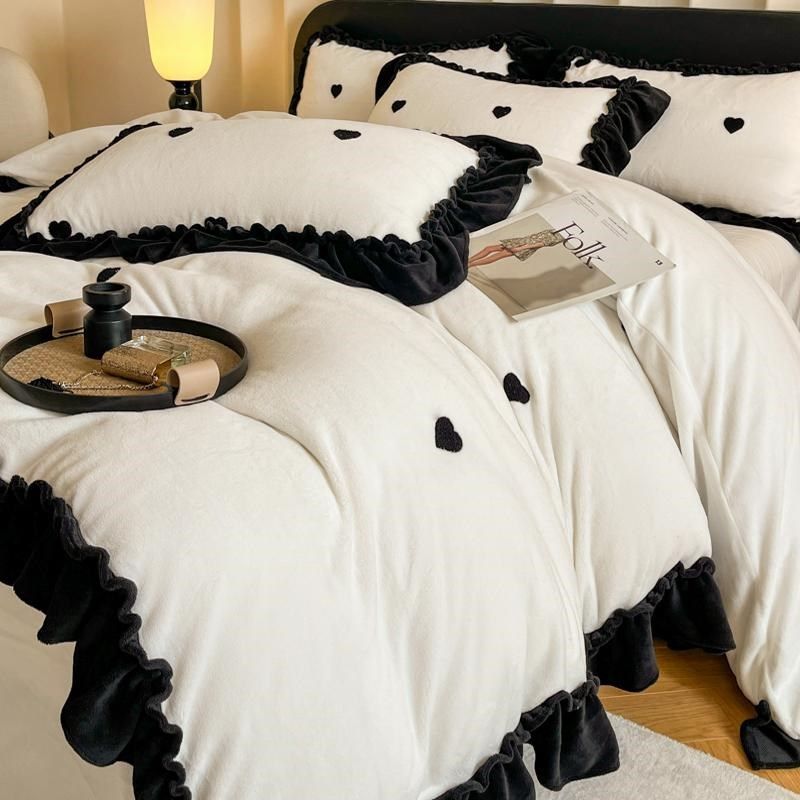 网红冬季四件套公主风刺绣蝴蝶结花边被罩少女心裸睡床,床上用品,学生床品套件,淘宝优惠券,粉丝福利购,淘宝优惠卷