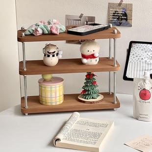 实木杯架中古风杯子置物架咖啡角餐柜厨房桌面护肤品收纳层架子