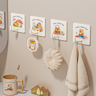 卡皮巴拉玄关挂钩强力承重粘胶免打孔入户门口挂钩放钥匙神器置物