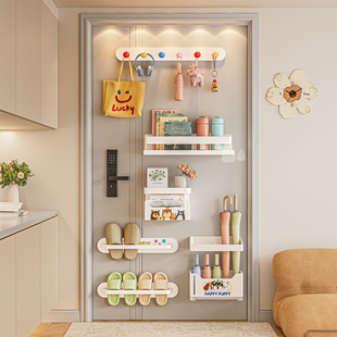 磁吸置物架壁挂入户门后玄关置物收纳钥匙挂钩拖鞋雨伞架磁铁套装