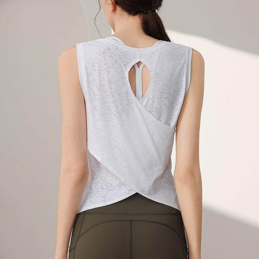 尼龙双面美背瑜伽运动背心女 修身透气专业健身服无袖上衣罩衫夏