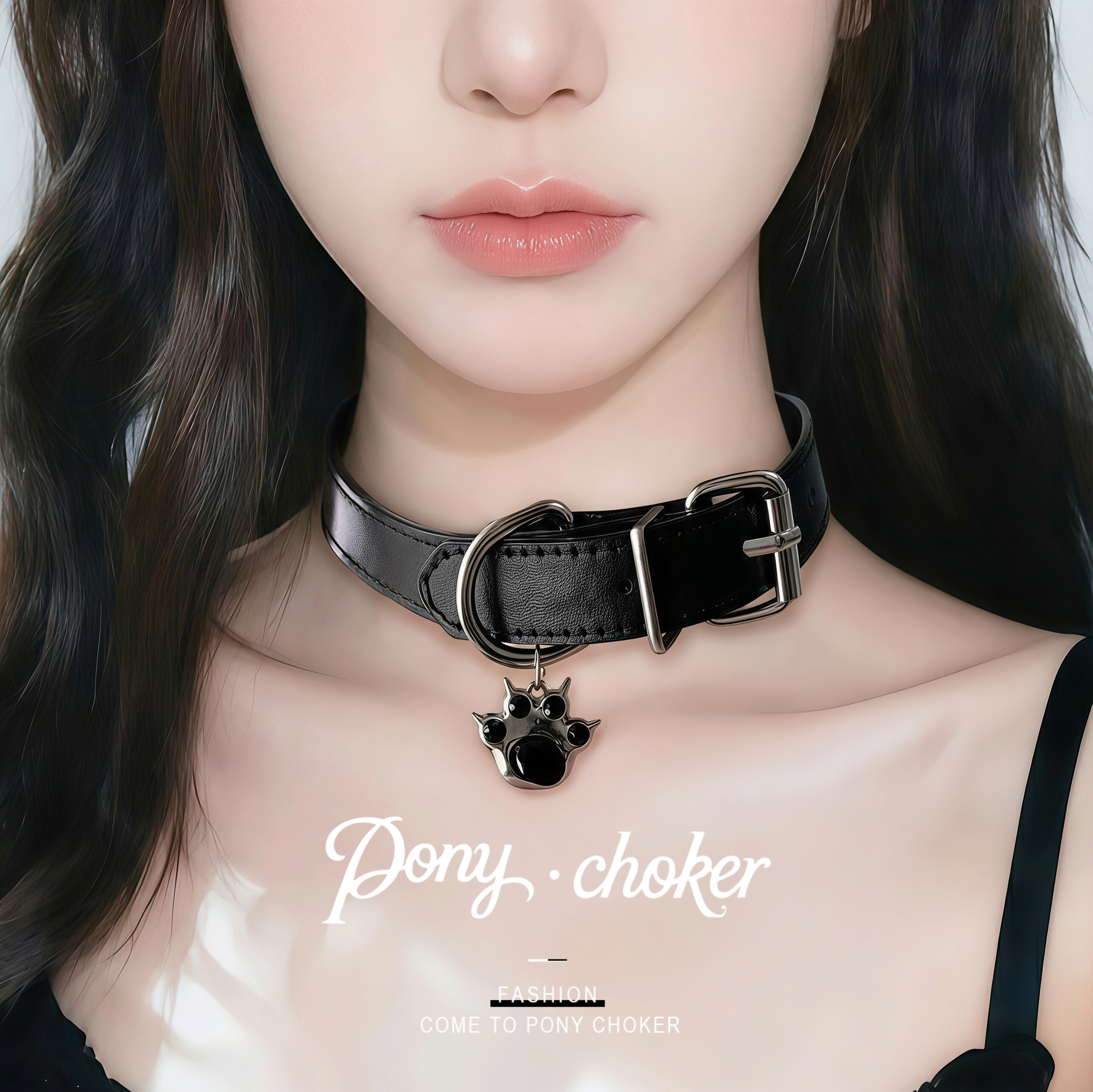 黑色皮质项圈小铃铛颈链短款项链小众饰品项链女款男款锁骨链配饰