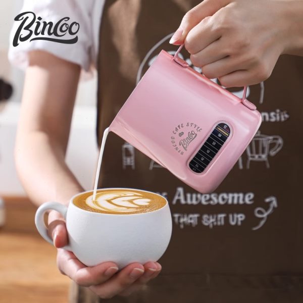 Bincoo咖啡拉花缸不锈钢打奶缸咖啡器具圆嘴拉花杯奶泡杯拉花神器