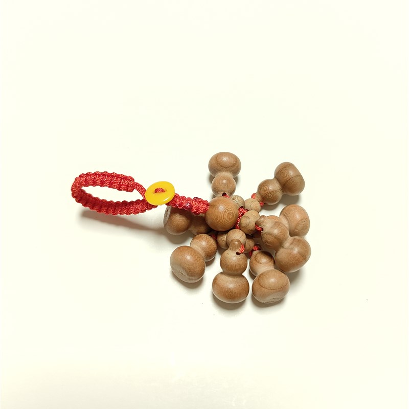 天然无漆桃木福禄串挂件雕刻工艺品把玩手把件小葫芦摆件背包配饰