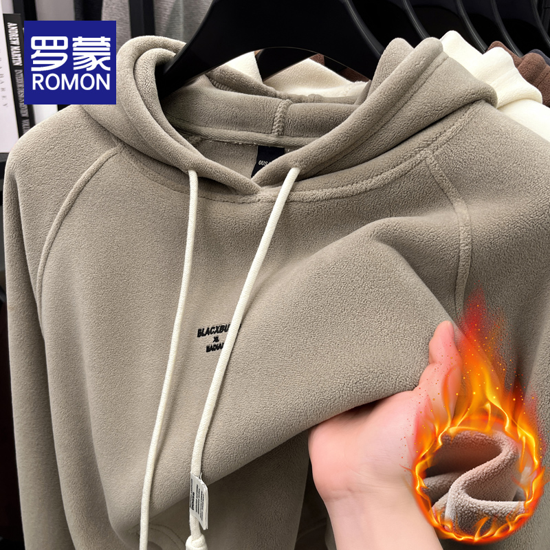 罗蒙男士加绒运动卫衣冬季新款