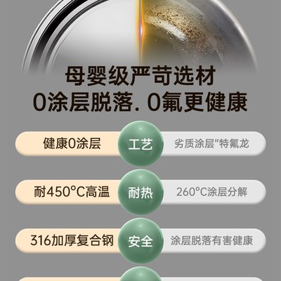 国风无涂层316L不锈钢奶锅宝宝专用辅食J锅婴儿小奶锅家用锅泡面