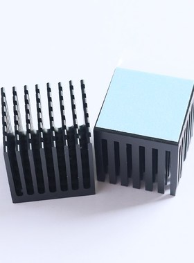 散热片28*28*28黑色带齿破槽B铝制电子散热器CPU芯片主板带背胶