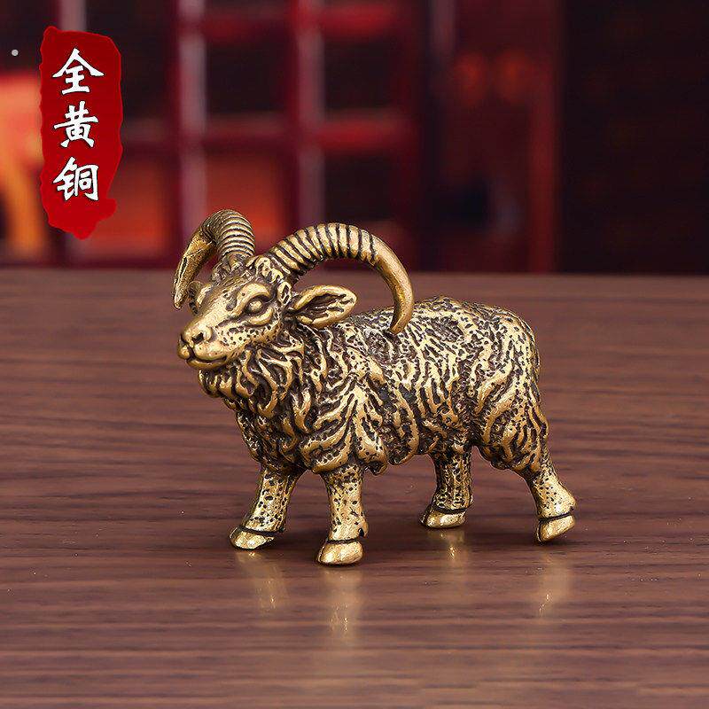 精品铜雕老山羊黄铜仿古十二生肖羊摆件全铜家居客厅办公室装饰工