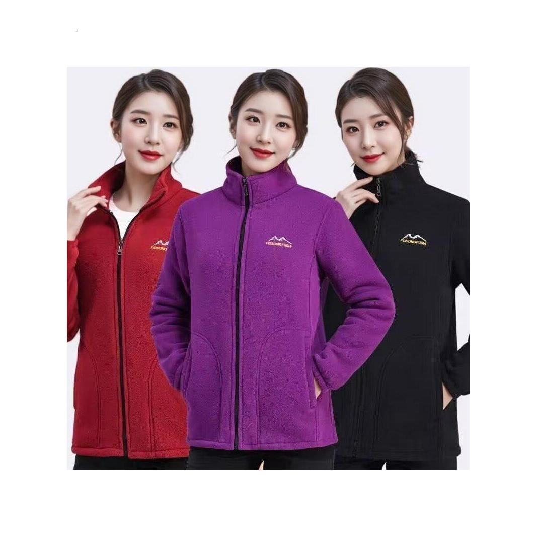 中老年女装秋冬摇粒绒女外套加绒加厚保暖抓绒卫衣宽松大码妈妈装