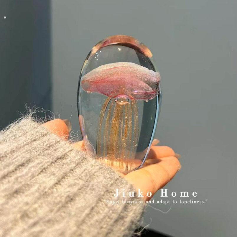 治愈系水母琉璃摆件客厅玄关装饰品小众创意礼物送女生闺蜜伴手礼