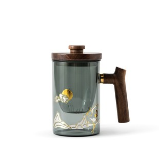 高档过滤杯子 左茗右器茶水分离泡茶杯办公家用耐热玻璃杯茶杯男士