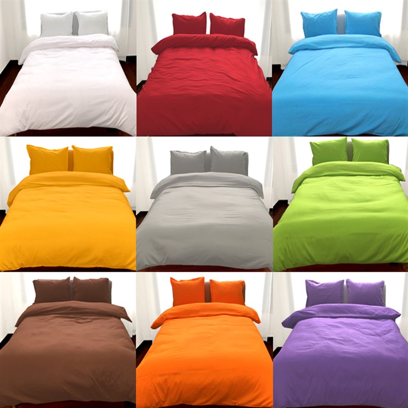 纯色四件套大红色果绿色床单白色被套姜黄色湖蓝床上用品三件套