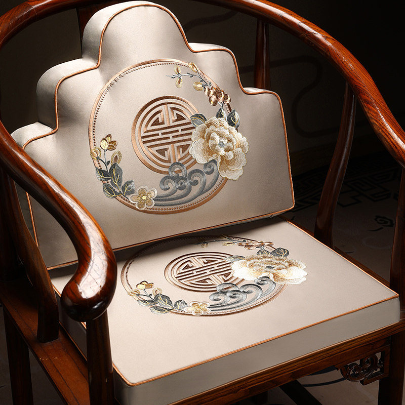中式云枕靠山枕大靠背沙发抱枕坐垫茶椅垫红木椅子垫靠垫一体定制