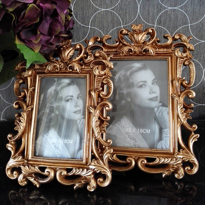 欧式复古相框台式创意像框桌面摆台象框架浮雕象框装饰挂墙67寸框