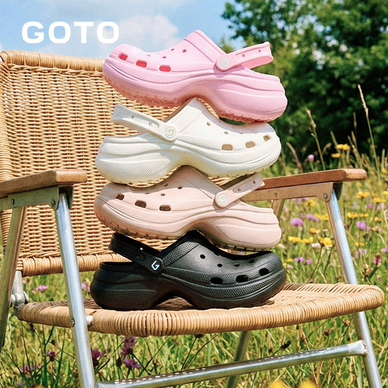 GOTO开口笑洞洞鞋女款厚底增高防滑不累脚两穿凉鞋沙滩溯溪鞋防臭