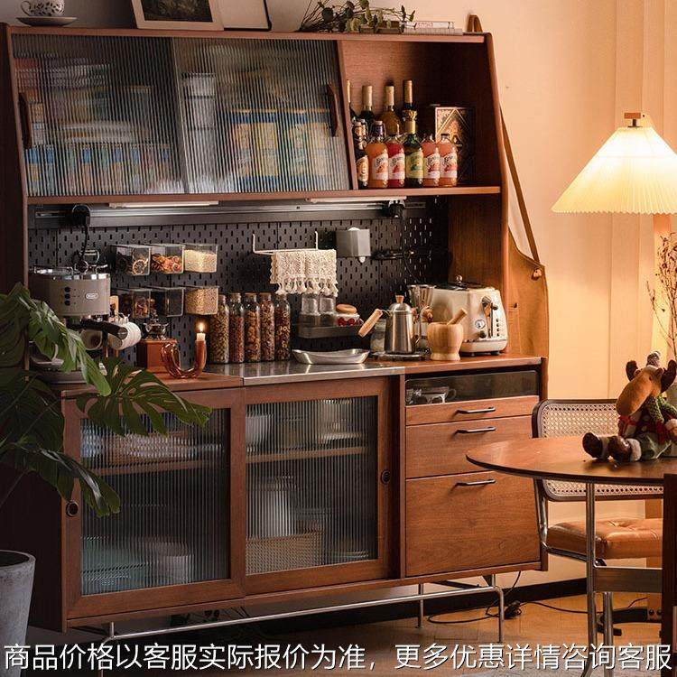北欧实木餐边柜 家用小户型不锈钢洞洞板高柜厨房复古靠墙储物柜,住宅家具,餐边柜,淘宝优惠券,粉丝福利购,淘宝优惠卷