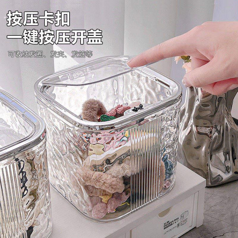 超方便!按压式开口收纳盒发饰发卡发圈首饰盒皮筋头绳发夹高级女