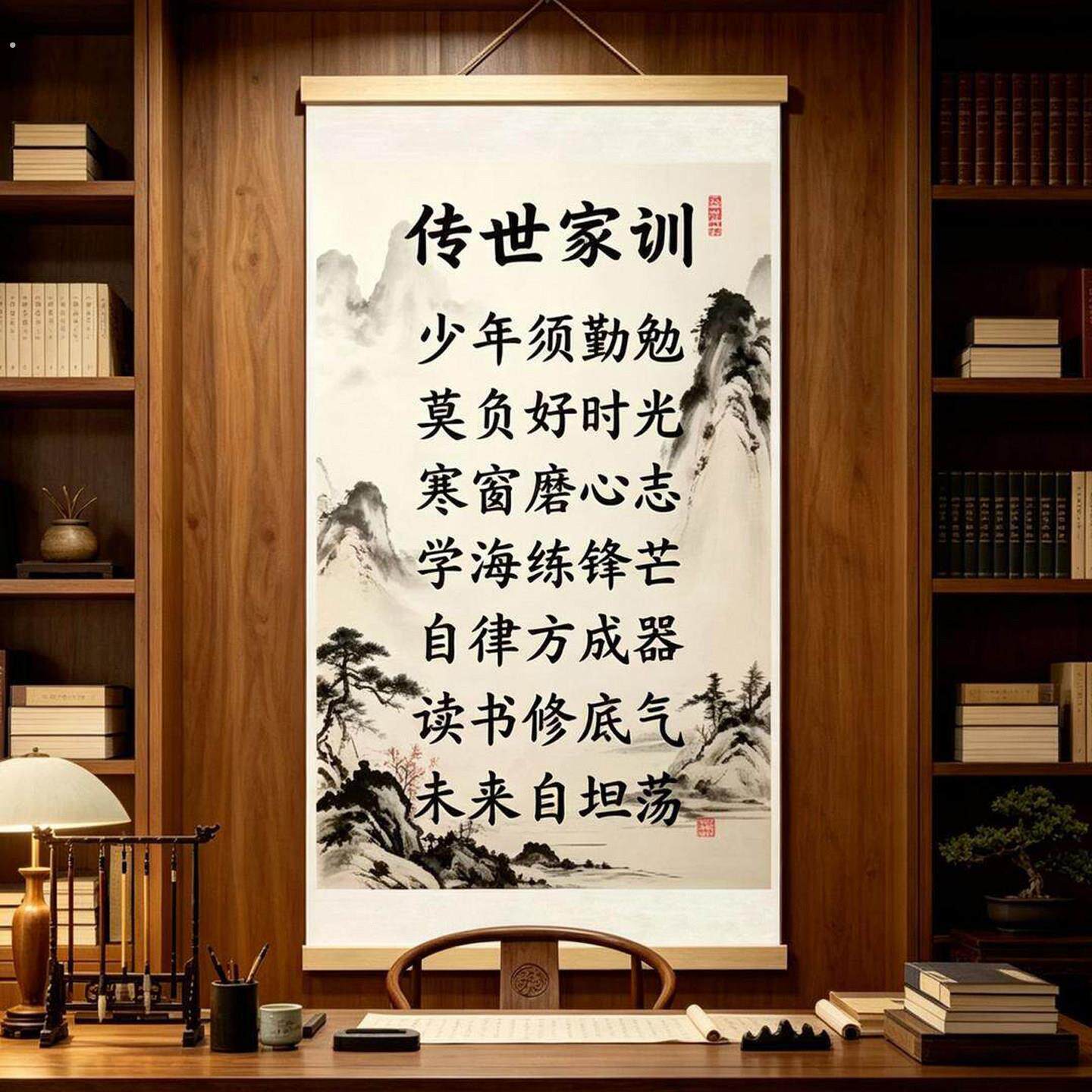 传世家训自律励志挂画 少年勤学书房字画 客厅玄关劝学装饰画挂画
