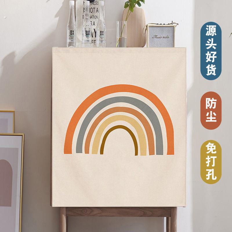 柜子遮挡帘书架防尘布帘橱柜魔术贴自粘遮丑布帘衣柜置物架滑轨帘