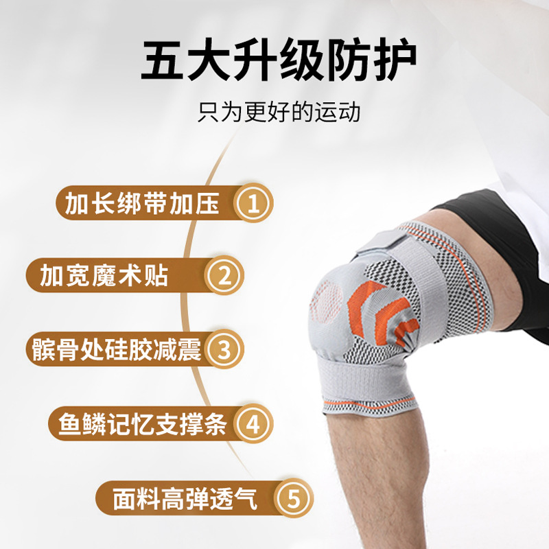 运动护膝高弹透气运动护膝双支撑防护久站不勒动态缓震关节保护