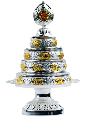 藏村曼扎盘佛具装饰曼茶罗盘带托盘修盘曼达盘家用居家桌面摆件