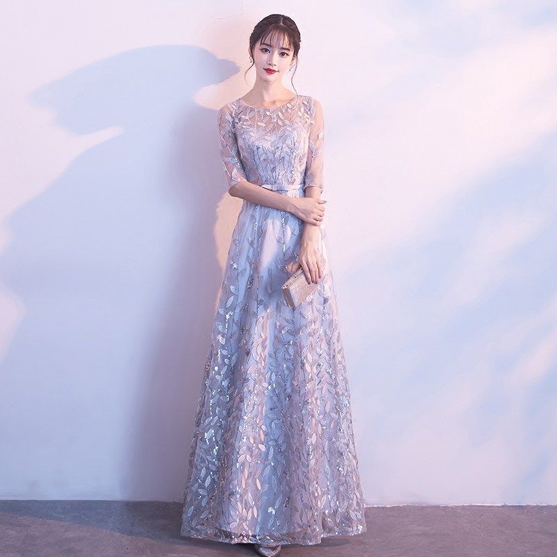 晚会大合唱礼服2024新款时尚毕业典礼连衣裙主持人修身长款晚礼服