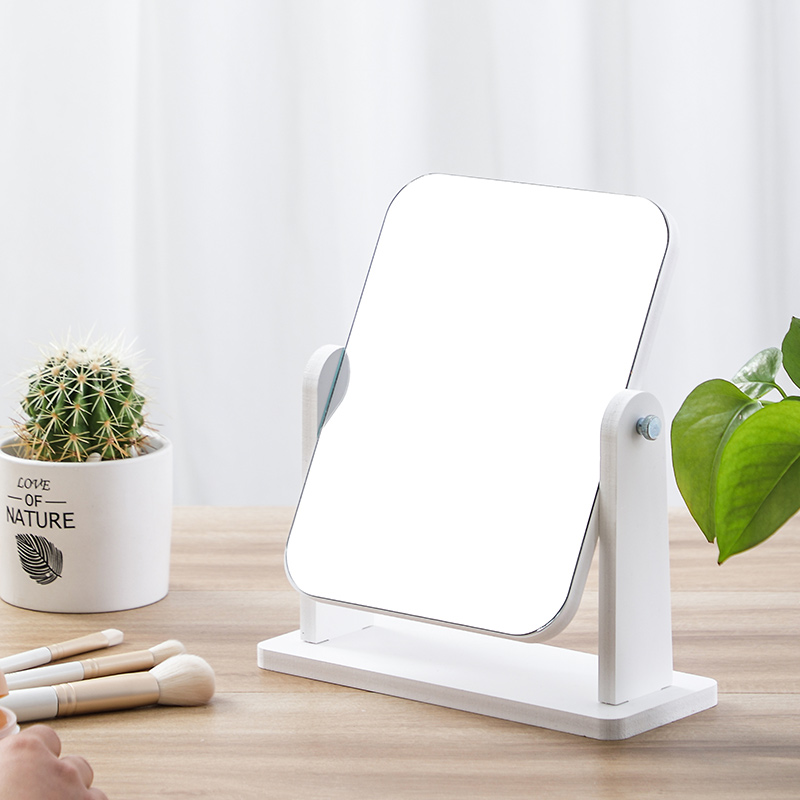 网红镜子化妆镜家用台式桌面木质可折叠女便携大号宿舍学生梳妆镜