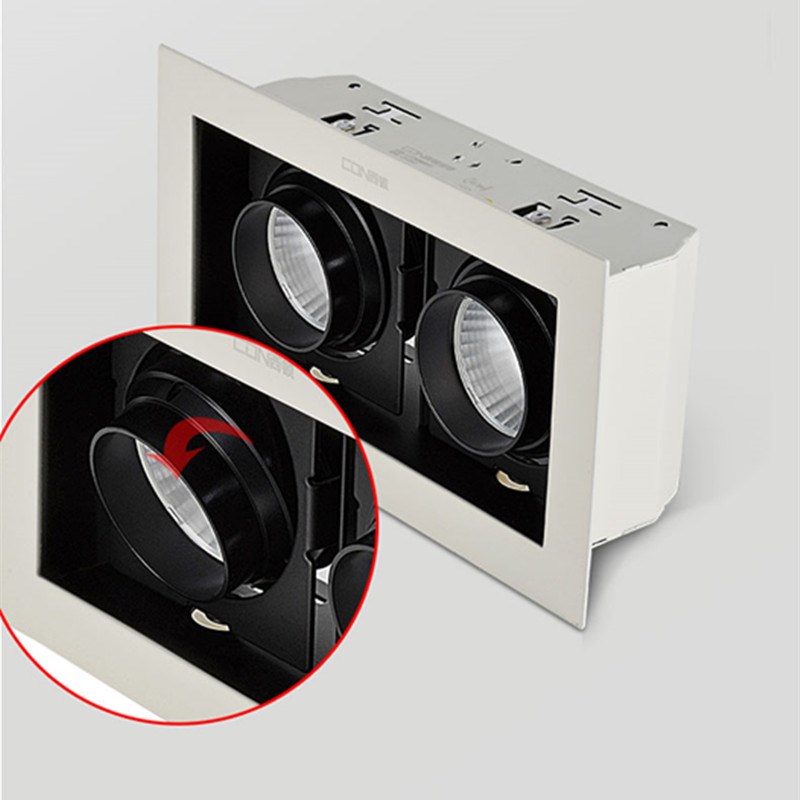 西顿照明射灯方形led格栅灯单头7W双头14W斗胆灯CES841H-MCES842