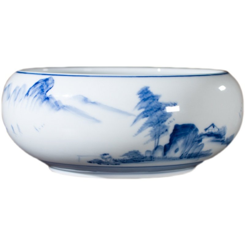 景德镇陶瓷手绘山水笔洗水洗大小号书法国画绘画水盂洗毛笔缸碗,文具电教/文化用品/商务用品,笔洗,淘宝优惠券,粉丝福利购,淘宝优惠卷