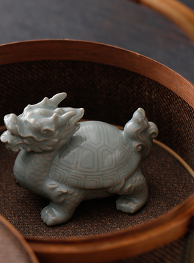 创意陶瓷招财龙龟茶宠茶玩摆件鱼缸造景盆栽客厅桌面茶空间装饰品
