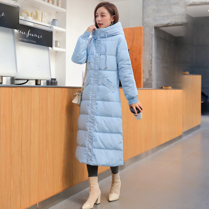 长款羽绒服女过膝2021新款时尚修身连帽外套超长到小腿白色冬装潮