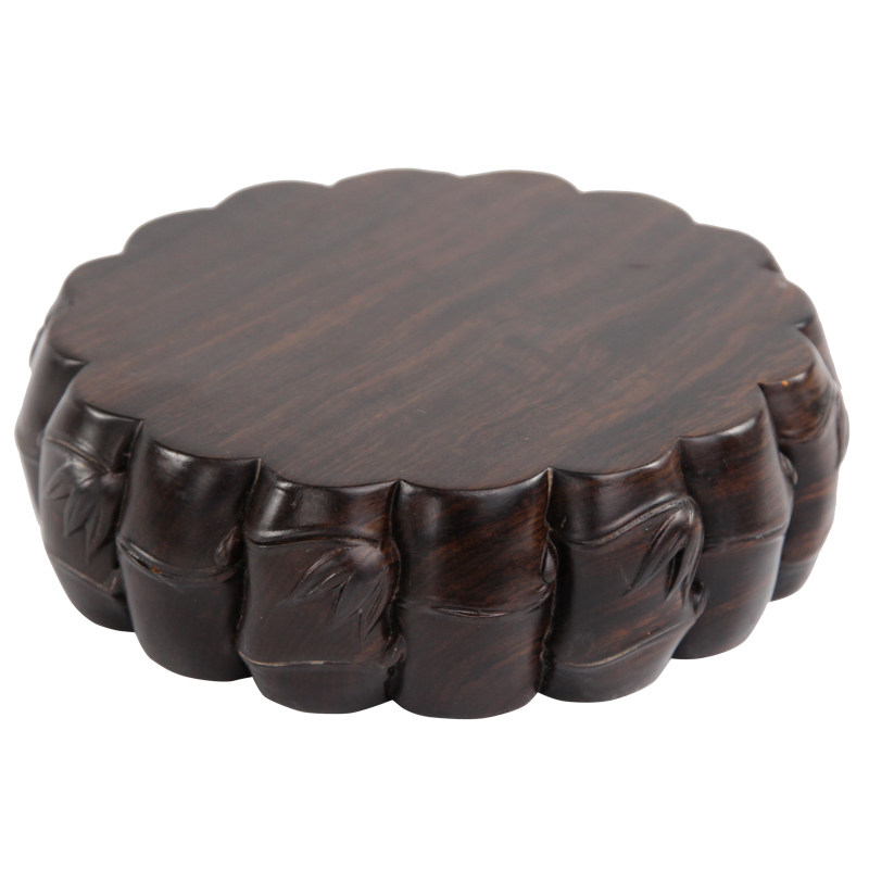 黑檀木质竹节底座实木托架奇石茶壶盆景花瓶花盆佛像摆件圆形底座