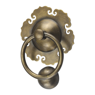 仿古中式六角门环系列纯铜大拉手古建别墅大门铜门环兽头铜把手