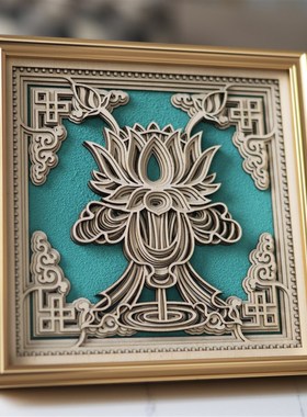 梯木叠雕新中式摆件玄关酒柜创意客厅家居装饰品乔迁礼物新居礼品