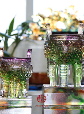 六合春 琉璃诚信鼎蒸蒸日上鼎盛工艺品摆件商务合作会议庆典纪念