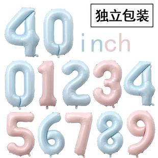 大號(hào)40寸嬰兒藍(lán)色嬰兒粉色數(shù)字氣球兒童生日派對(duì)裝 飾布置鋁膜氣球