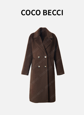 COCOBECCI秋冬绵羊毛苏力呢子保暖大衣外套YT24YW030002