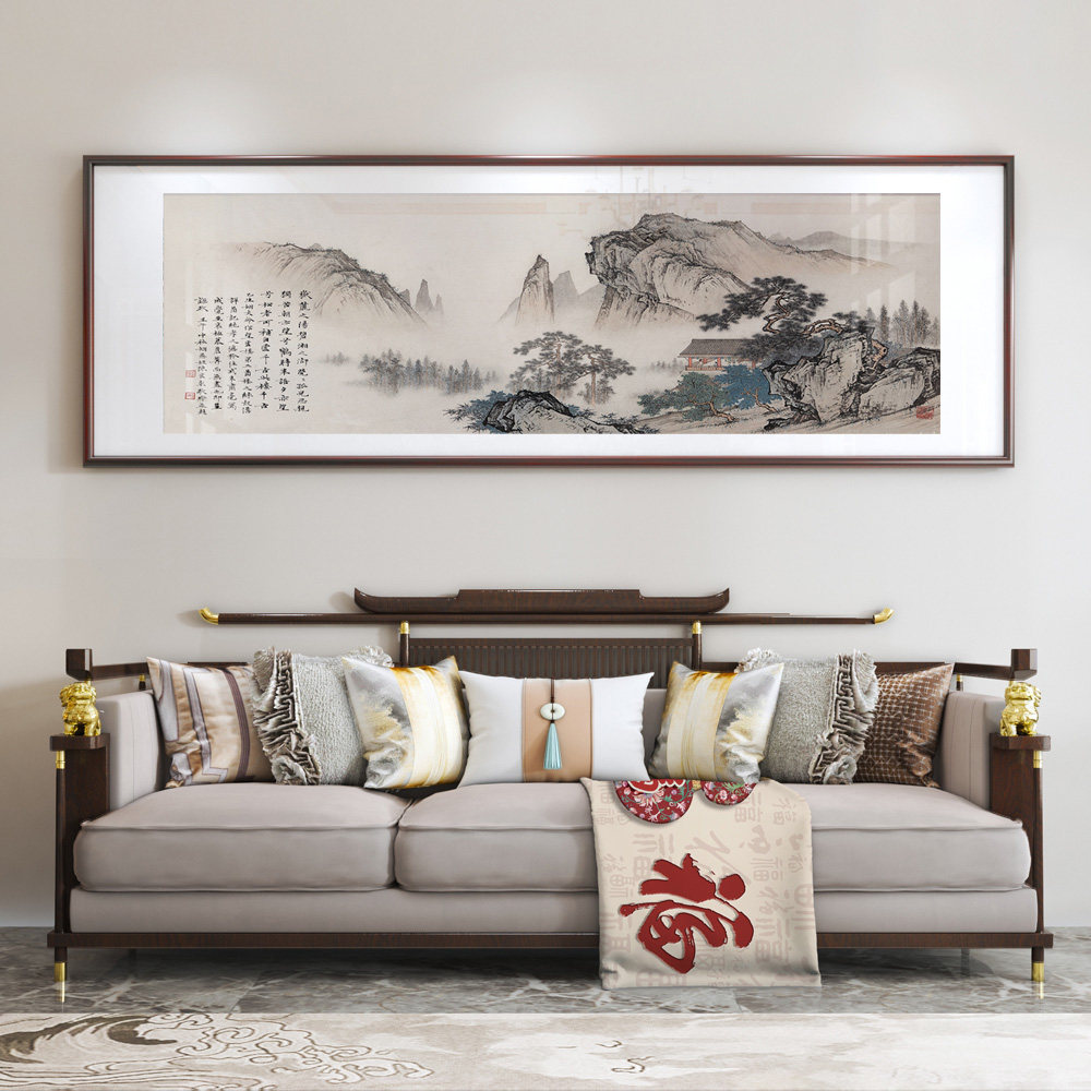 新中式山水国画望云楼茶室沙发酒店民宿挂画字画客厅书房装饰画,家居饰品,现代装饰画,淘宝优惠券,粉丝福利购,淘宝优惠卷