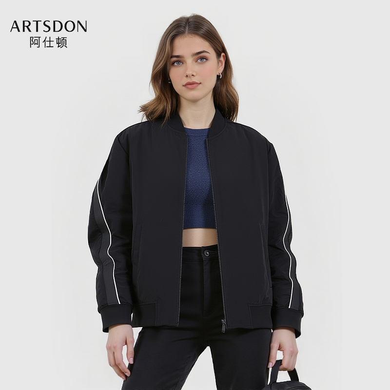 Artsdon/阿仕顿2025年春秋女士新款简约时尚休闲百搭棒球领夹克潮